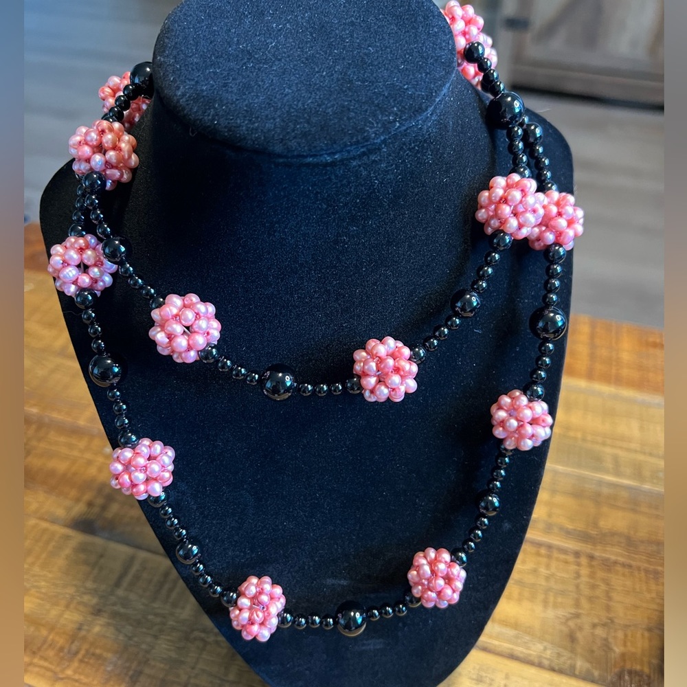 NIB - Mine Finds by Jay King Pink Pearl & Black Agate Necklace